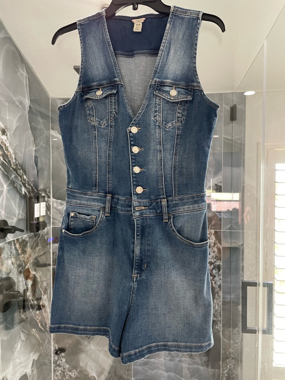 Guess Bella sleeveless denim romper